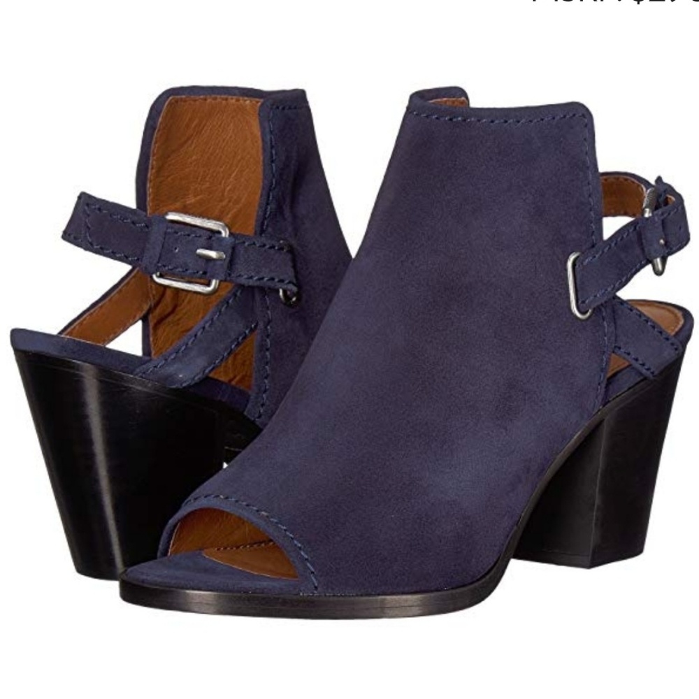 Beautiful Navy Kid Suede Frye Slingback Booties - Picture 4 of 7
